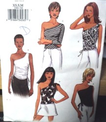 3384 Butterick COOL KNIT 1 SHOULDER SLEEVES OR NOT TOPS PATTERN XS-M 6-14 uncut